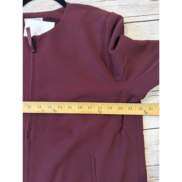 New StyleList by Micaela Burgandy Jacket Full Zip Blazer Size Medium - Picture 10 of 10